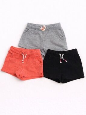 Cat & Jack Toddler Girl Shorts Bundle 18M Coral Gray Black Summer Play Shorts